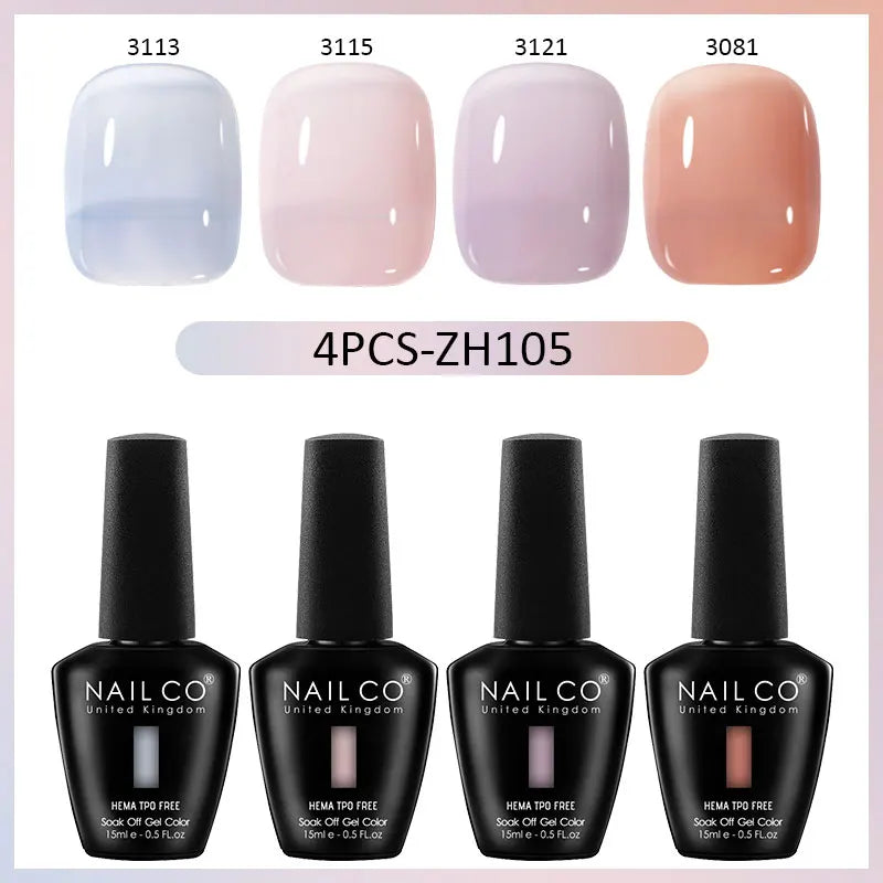 NAILCO 4pcs 15ml Autumn Winter Translucent Color Gel Nail Polish