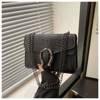 Snake Pattern Chain Small Square Bag