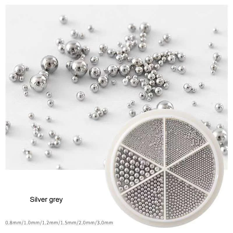Gold/Silver Stainless Steel Nail Art Beads 3D Mini Alloy Caviar Ball Nail Charm Metal Micro Caviars DIY Nails Jewelry Accessorie