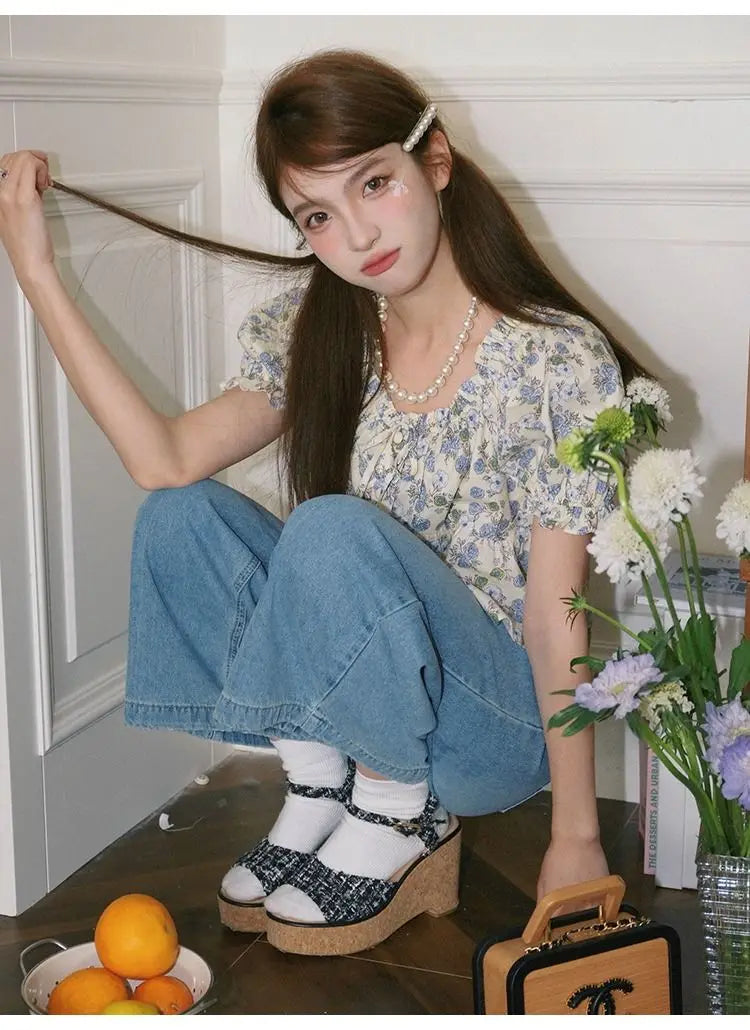 French Floral Short-Sleeved Tee