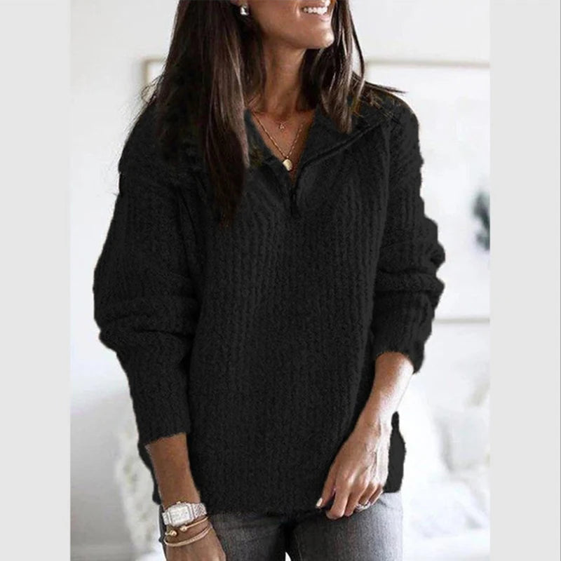Solid Cotton Knitted Sweater