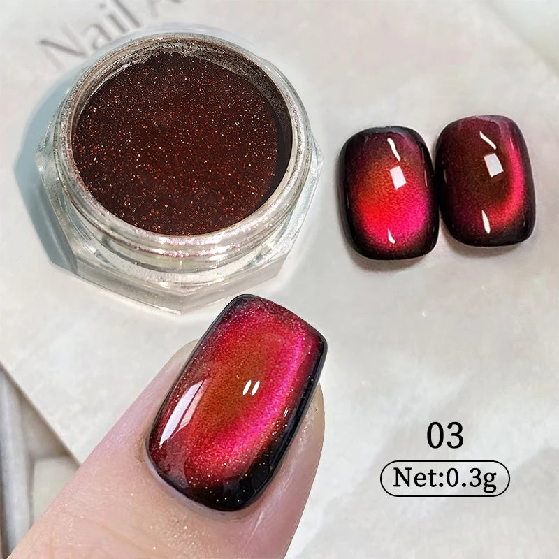 Water Light Purple Cat Magnetic Nail Powder Glitter Cat Magnet Effect Metallic Nail Pigment Dust Nail Art Supplies Decoration