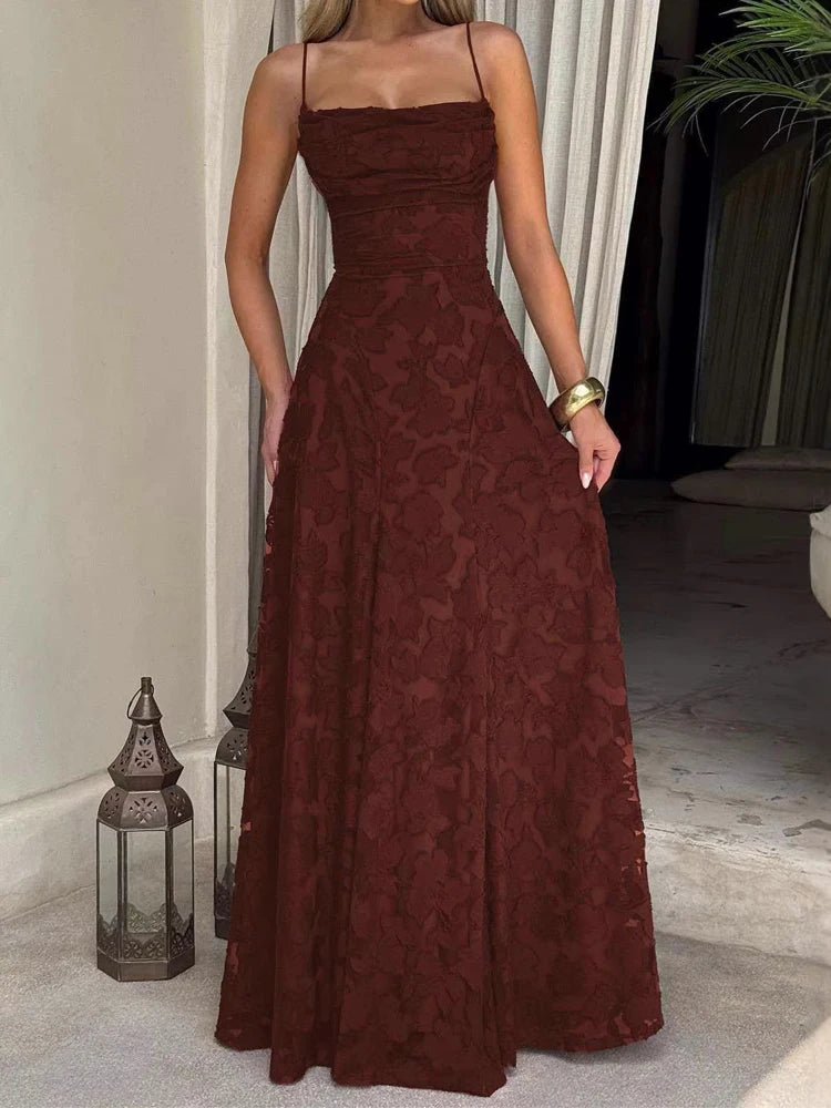 Floral Embroidery Maxi Dress