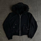 Zip-Up Hoodie with Faux Fur Trim Hood
