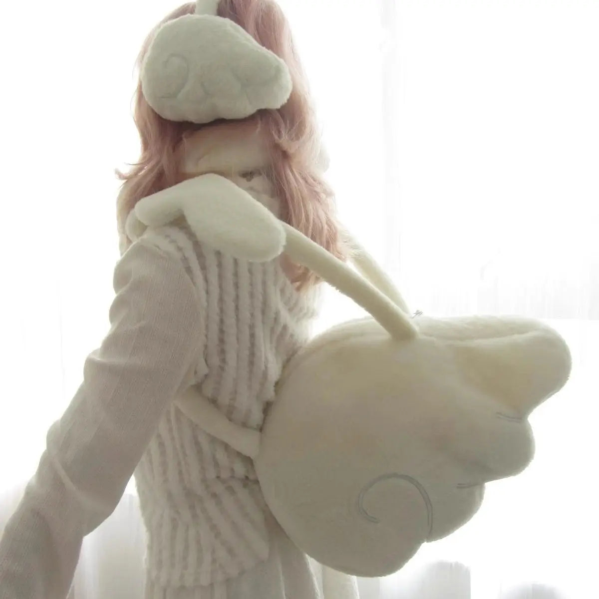 Japanese Y2K White Melting Angel 3D Wing Handbag Women Girls Anime Cute Plush Shoulder Bag Ladies Spacious Underarm Purse 2025