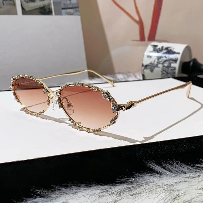 Oval Rhinestone Sunglasses