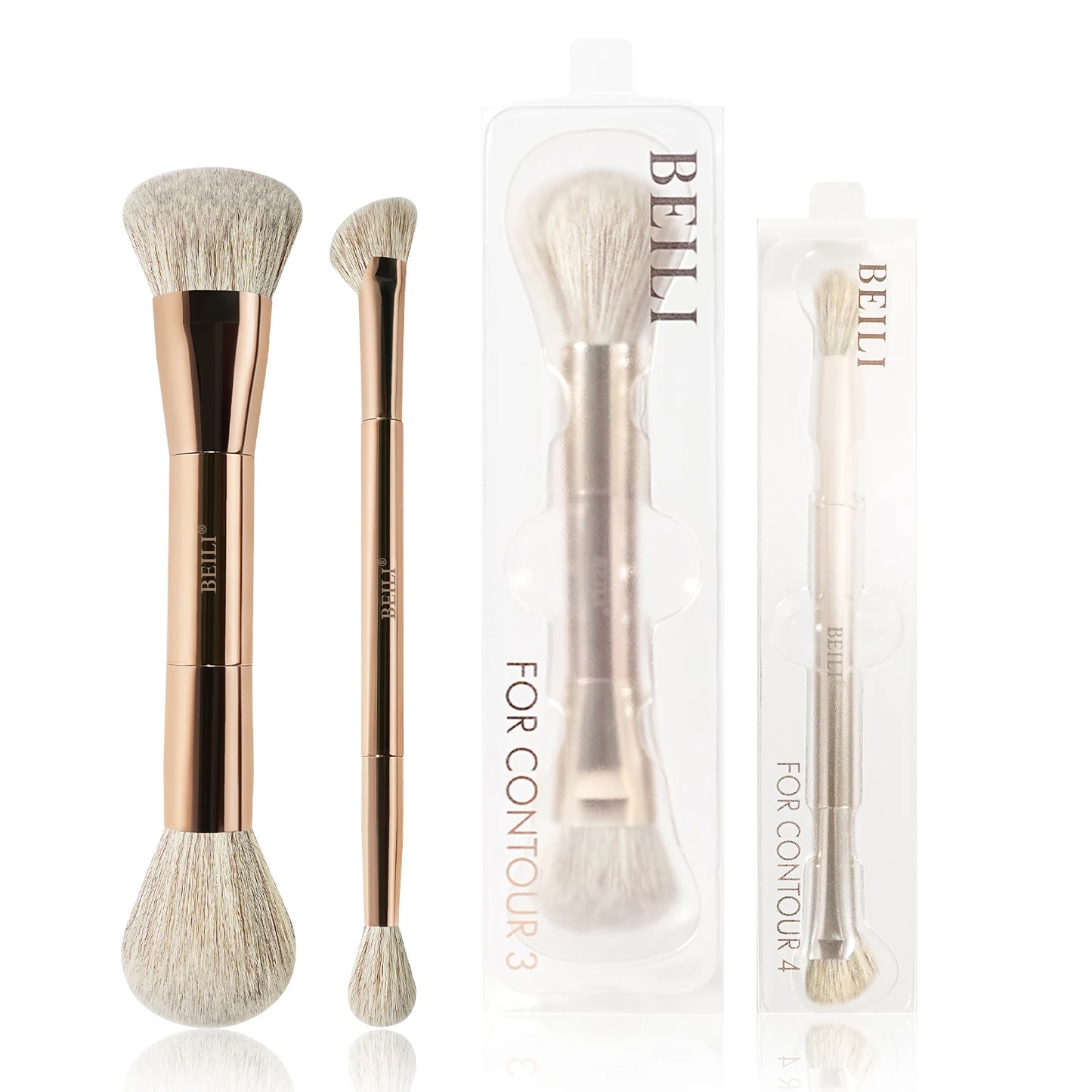 Makeup Brush Set Double-Sided Makeup Brushes for Foundation Contour Blush Blending Eyebrow and Eye Shadow Fiber Bright Cyan