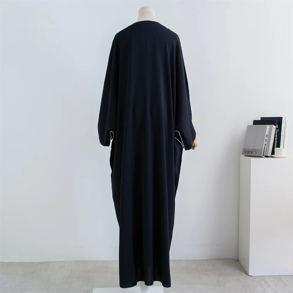 Open Front Abaya Muslim Kaftans Full Sleeve Maxi Length Dress Women Abayas Arabian Islamic Clothing Women Jilbabs