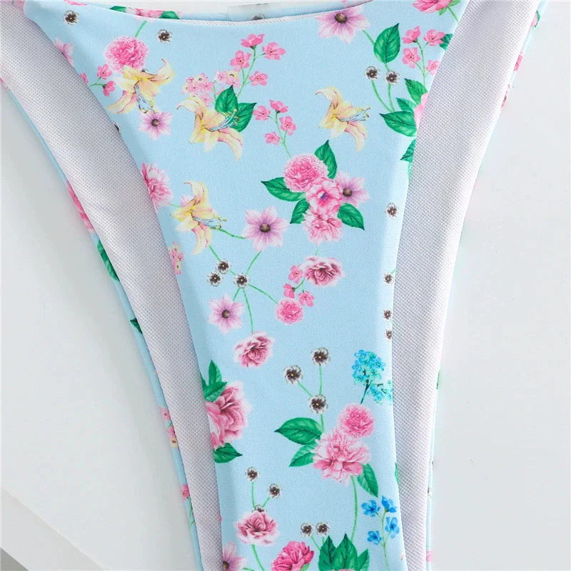 Light Blue Floral Print Bikini