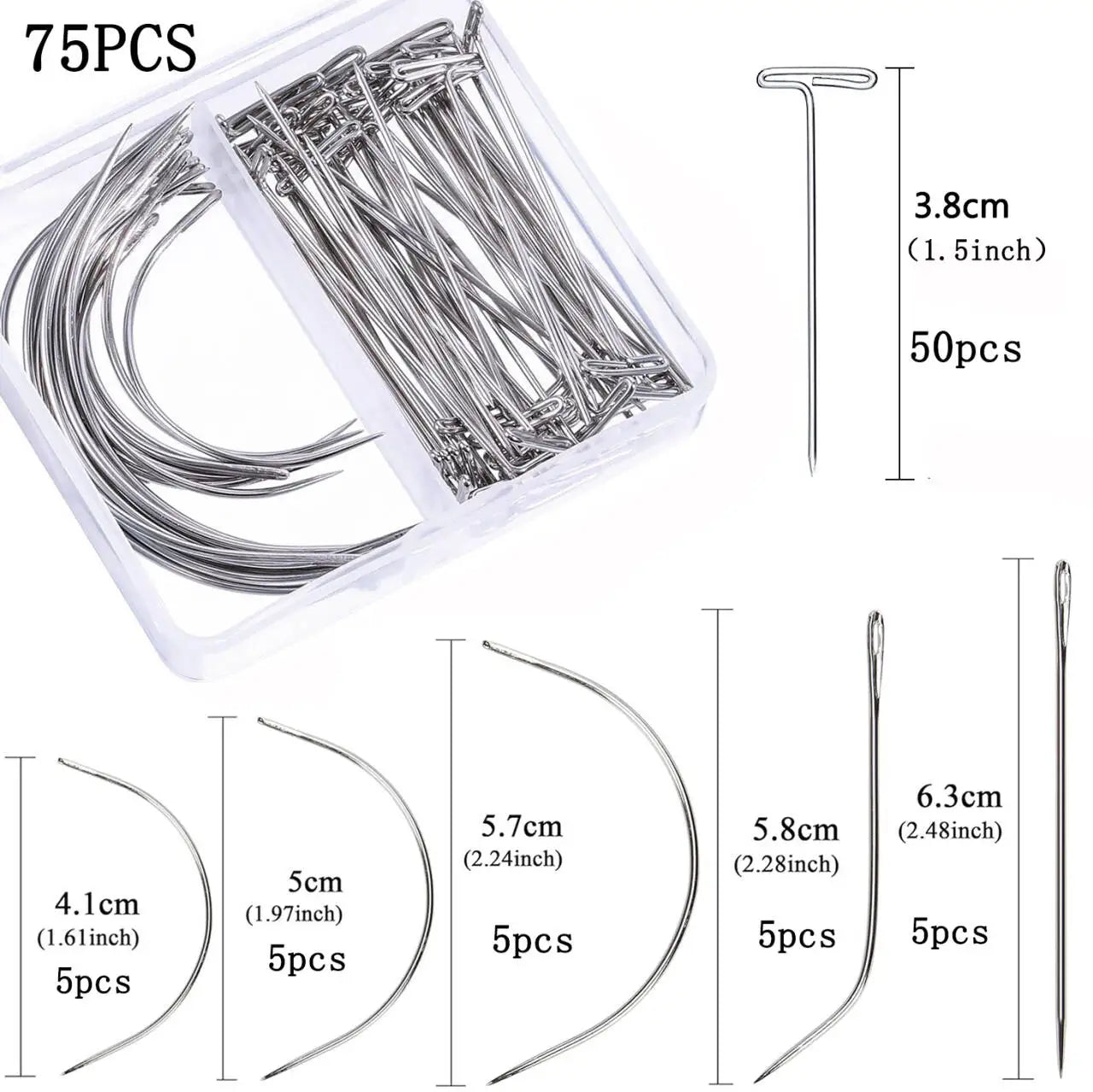 100pcs Long T pins Silver Wig Pins for Wigs Making/Display On Mannequin Canvas Head 38/51mm T pins needle Salon Styling Tools ﻿