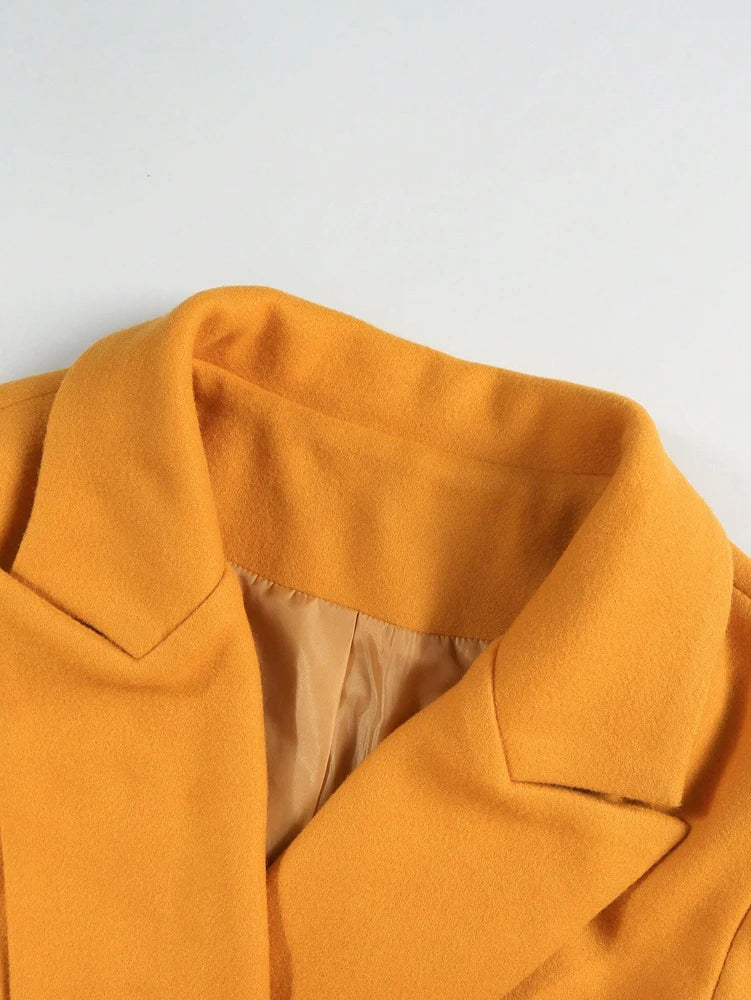 Pure Color Double-Breasted Jacket