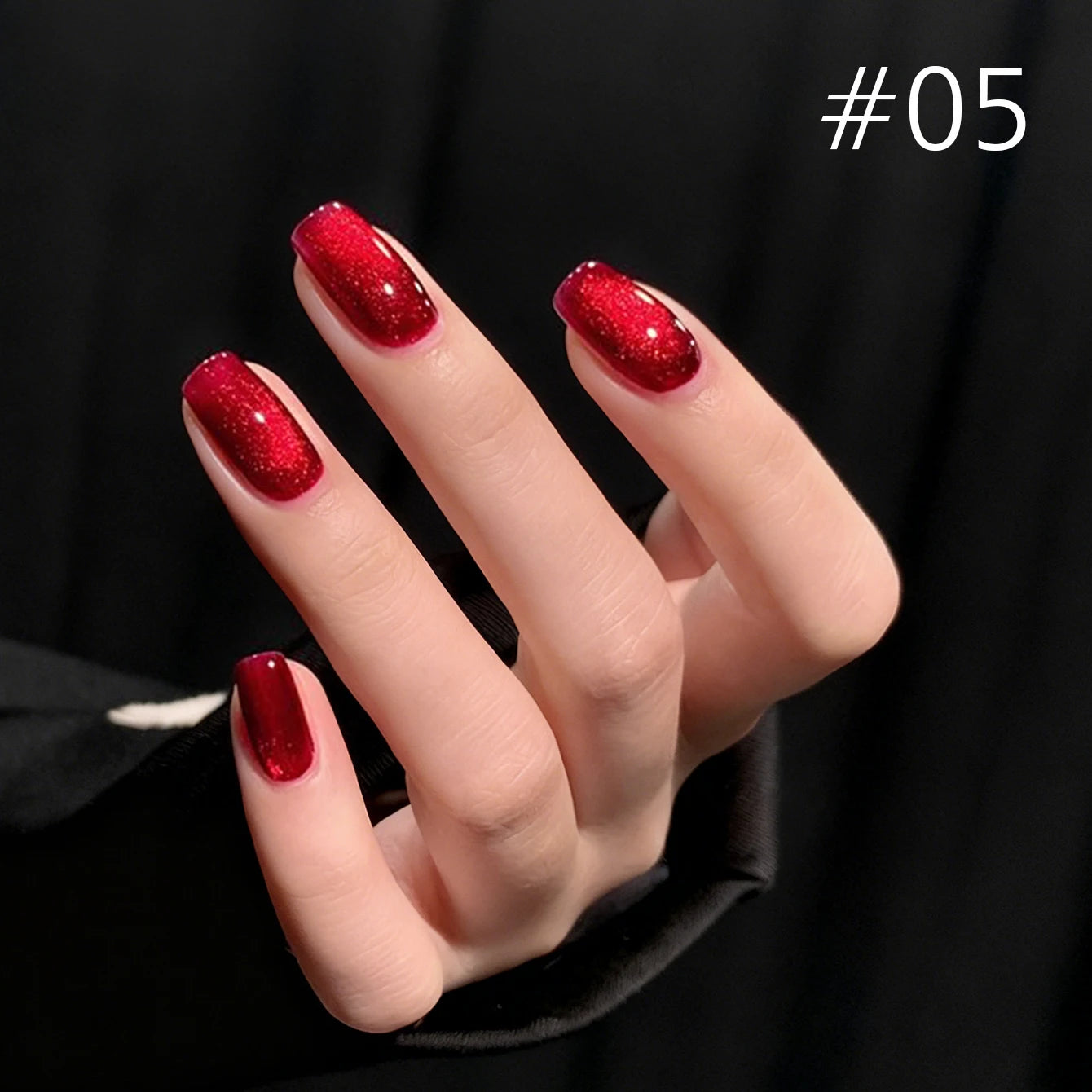 10ML 1-8PCS Red Cat Eye Nail Polish Red Nails 2026 New Cherry Wine Deep Red Glass Bead Magnet Cat Eye Spear Crystal Gel