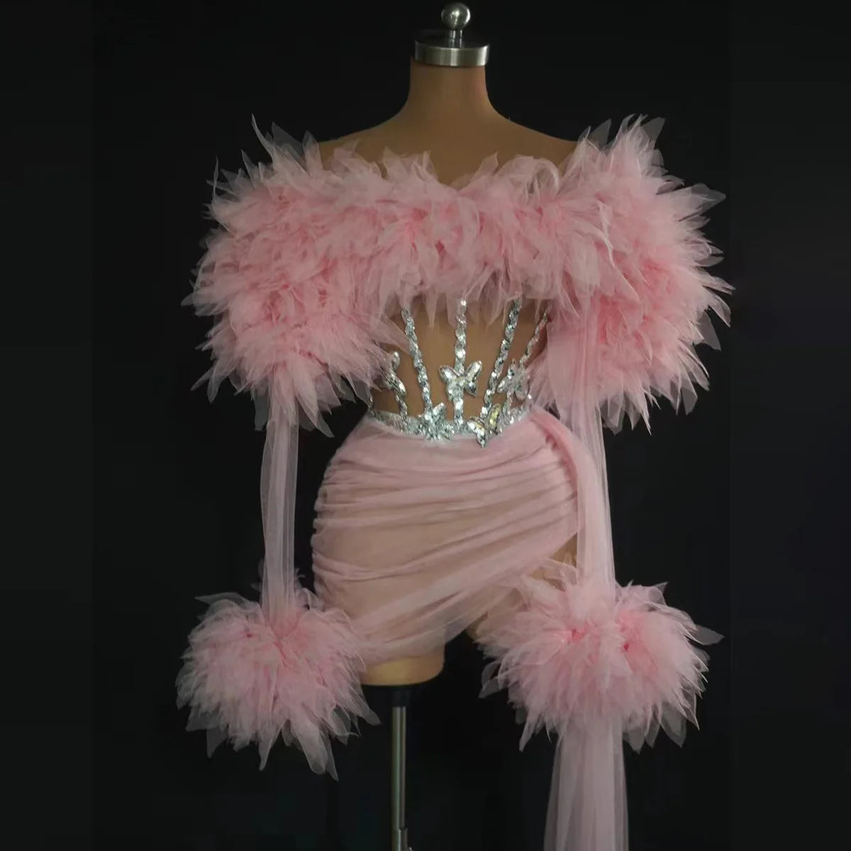 See Thru Feather Dress