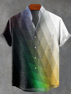 Pattern Printed Summer Comfortable Linen Short Sleeve Shirt