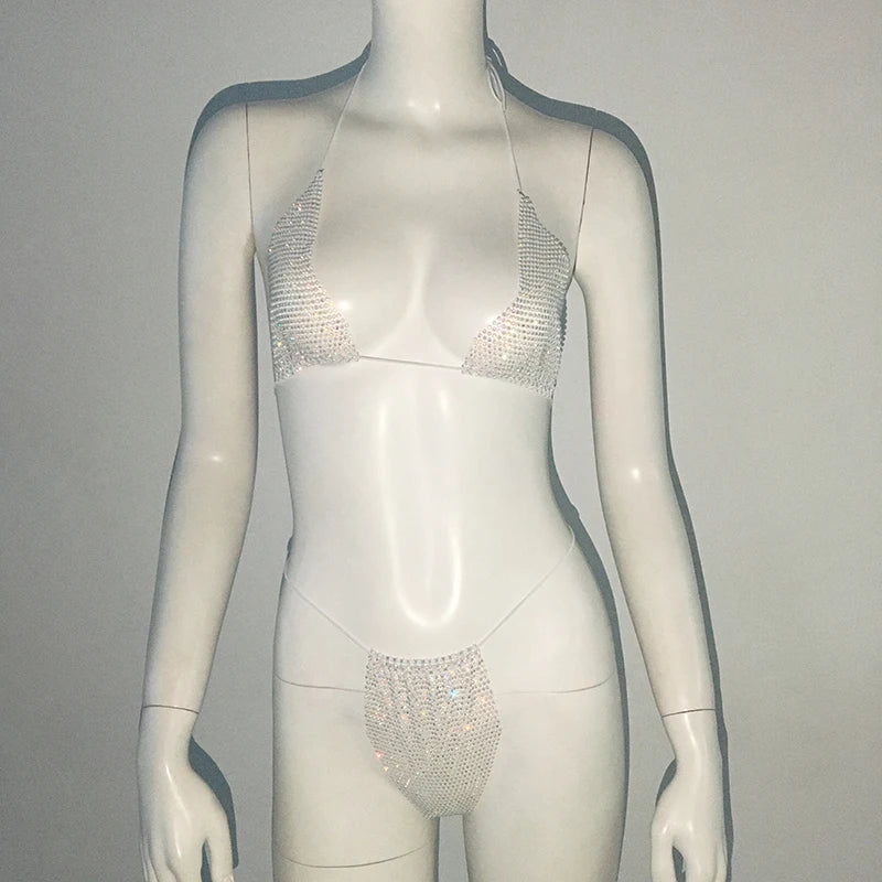 Fishnet Glitter Rhinestone Bikini