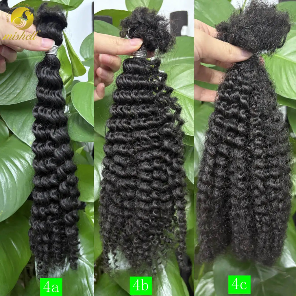 30g/bundle Afro Kinky Curly Human Hair Bundles 4a 4b 4c Deep Wave Bulk Human Hair Bundles Deal Hair Extensions for Braids/Twists