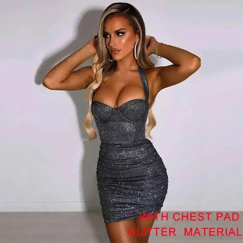Giyu Bodycon Glitter Strapless Mini Dress