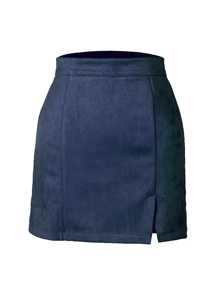 MiuKoMiYa A Line Suede Mini Skirt