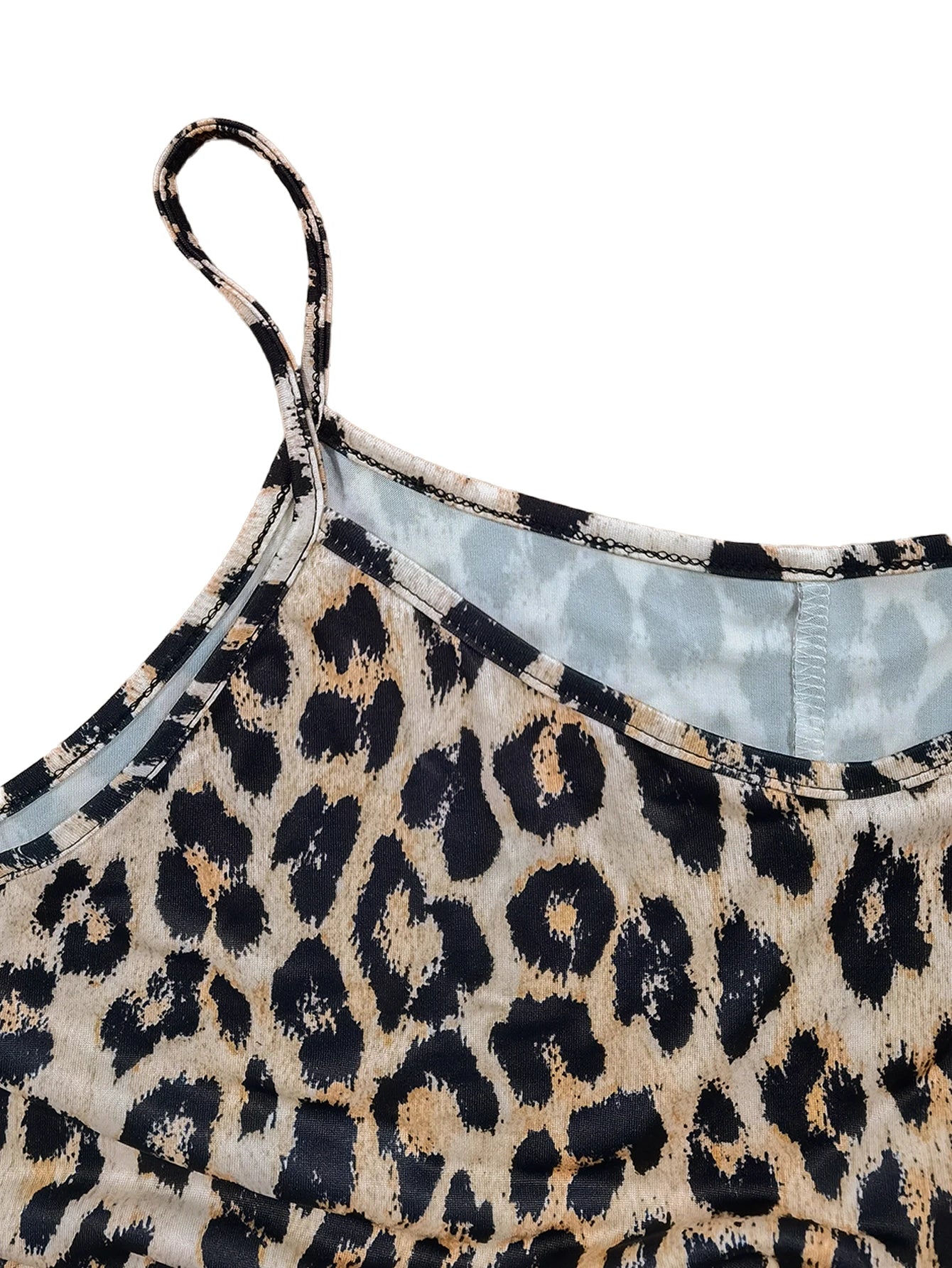 Leopard Print Spaghetti Strap Maxi Dress
