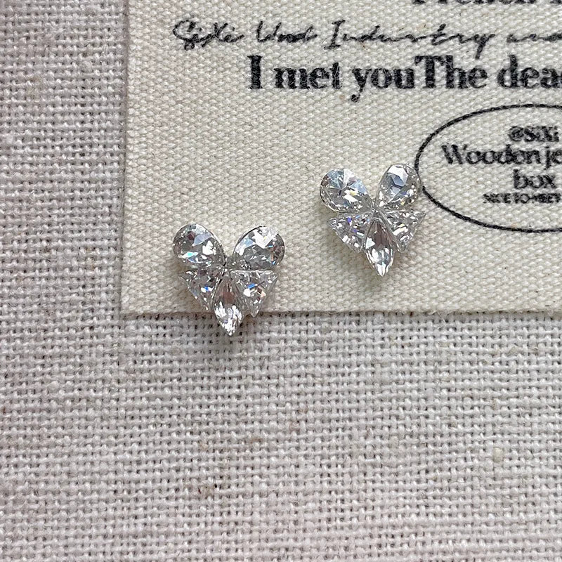 5Pcs French Manicure Love Diamonds - Sparkling Zircon Butterfly & Heart Rhinestones for Elegant 3D Nail Art
