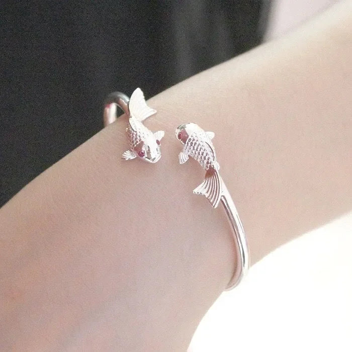 999 Sterling Silver Adjustable Goldfish Bracelet