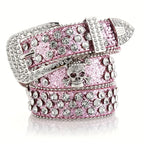 Glamorous Rhinestone Skull Rivet Belt