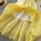 Eyelet Lace Ruffle Midi Dress