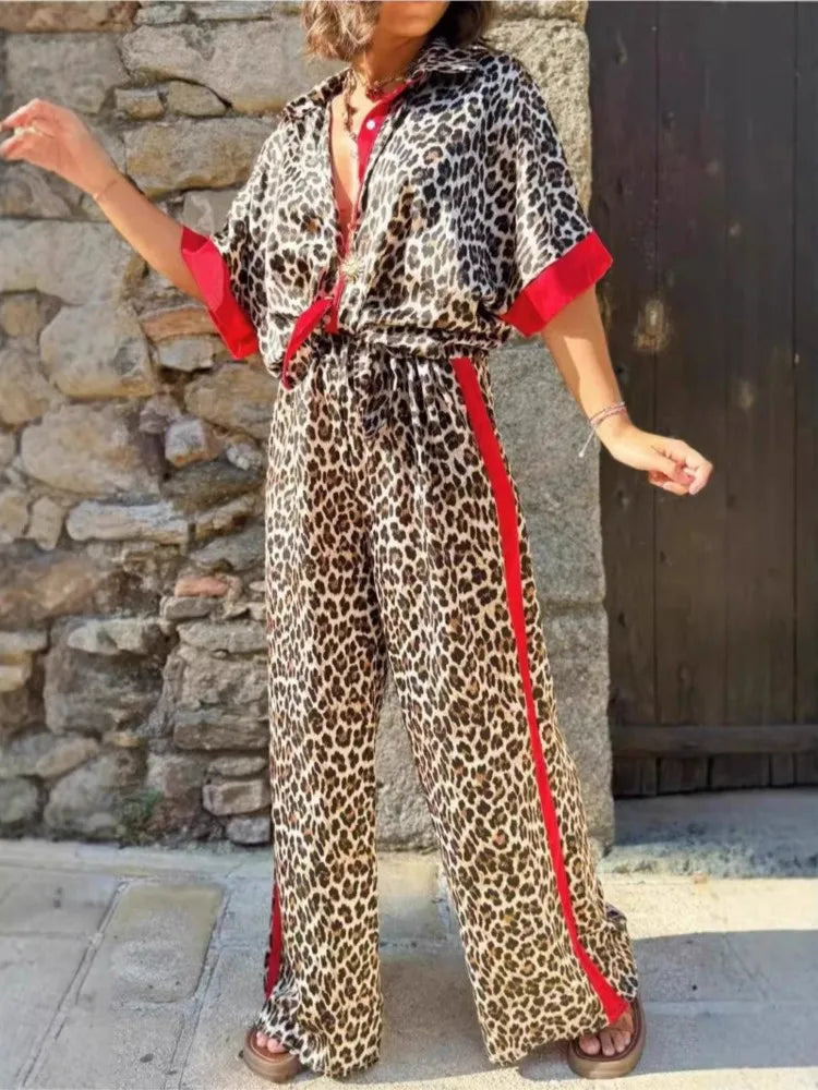 Leopard Print Trousers Set