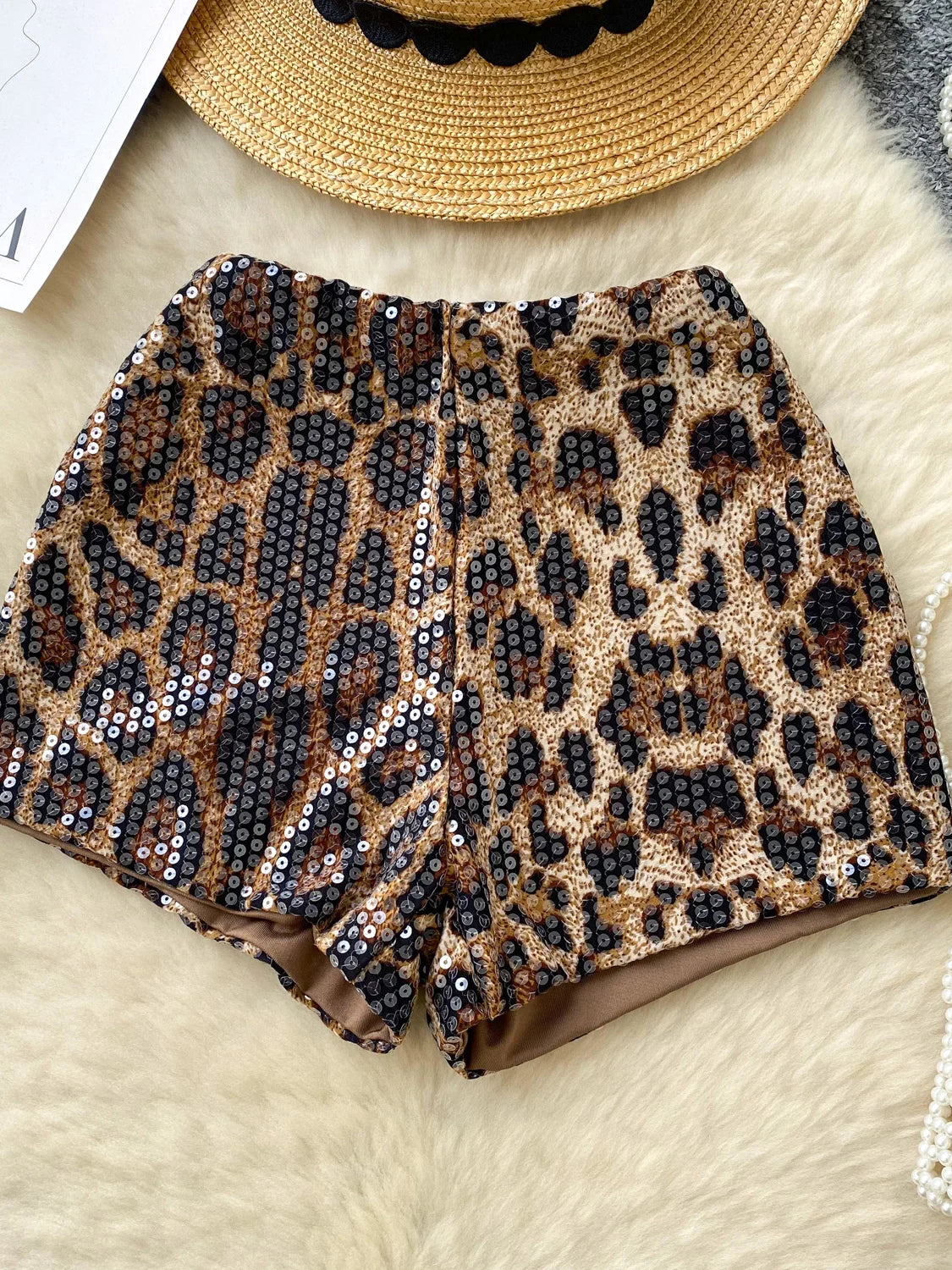 Leopard Sequin Shorts