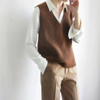 Metallic Buttons V-Collar Long-Sleeved Blouse