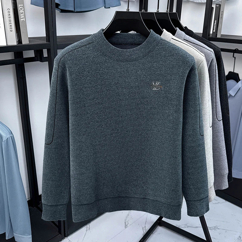 Round Neck Loose Casual Solid Color Knitted Base Sweater