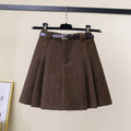 High Waist Corduroy A-Line Mini Skirt