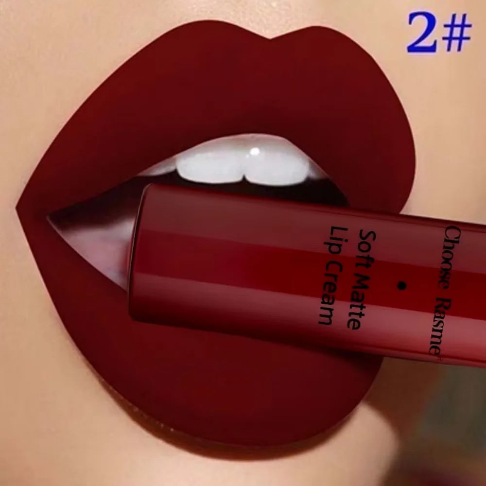 QIBEST Sexy Velvet Matte Lip Gloss Liquid Lipstick Lipgloss Beauty Red Nude Waterproof Long-lasting Lip Stain Makeup For Women