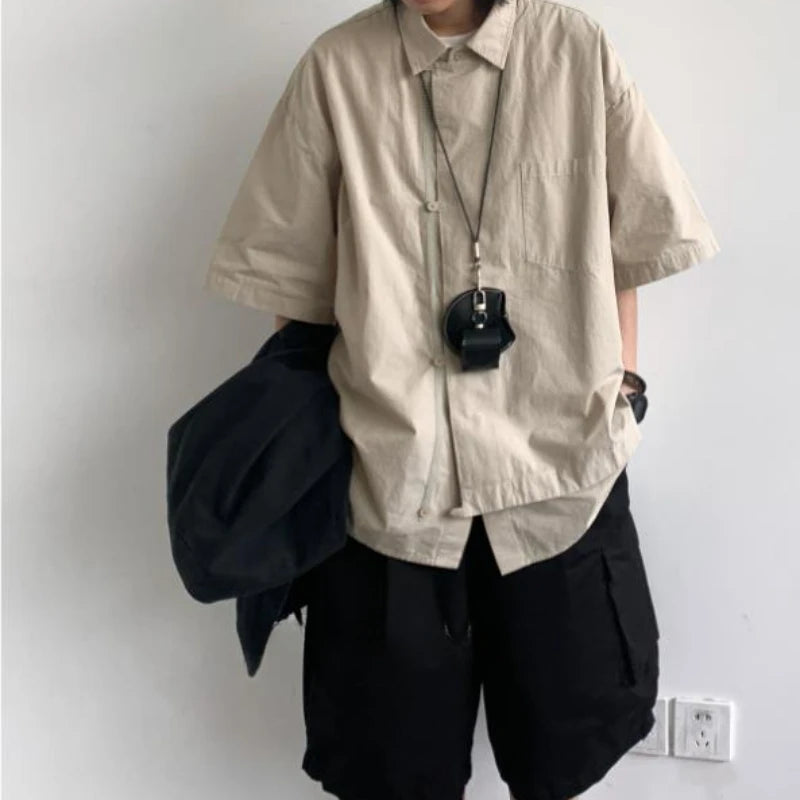 Short Sleeved Shirt + Multiple Pockets Tooling Shorts Set