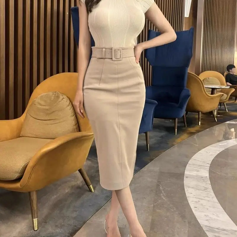 High Waist Belt Skirt