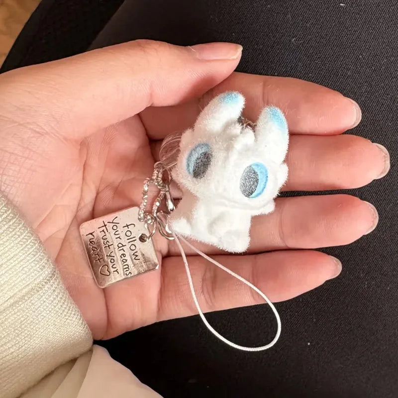 Cute Potdemiel Toothless And Light Fury Flocked Plush Cartoon Bag Pendant Keychain Decoration Doll Trendy Toys Surprise Gifts