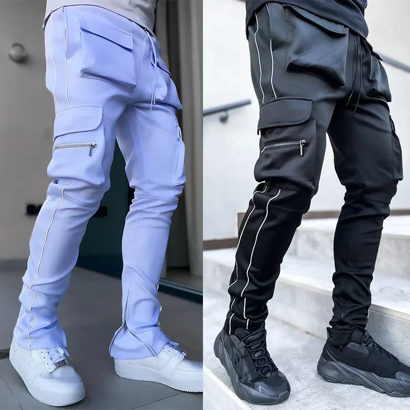 Reflective Straight Sports Casual Trousers