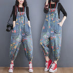 Floral Denim Overalls