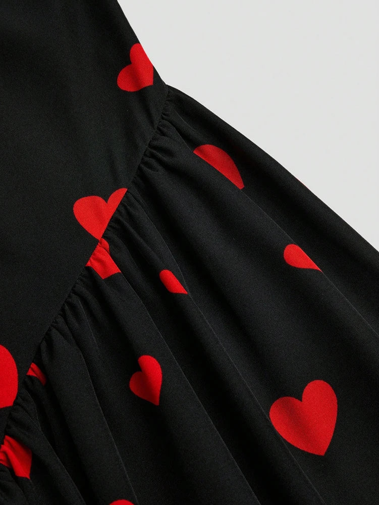 Heart Pattern Tie Knot Shoulder Straps Suspenders Dress