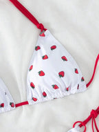 Strawberry Print Halter String Micro Bikini