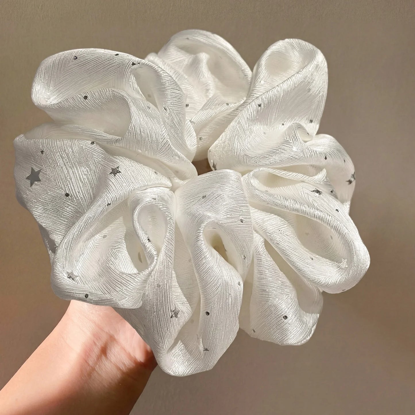 1PC Romantic Star Print Satin Scrunchies For Women Elegant Shiny Elastic Hair Ties Sweet Hair Accessories For Daily Party Wear
