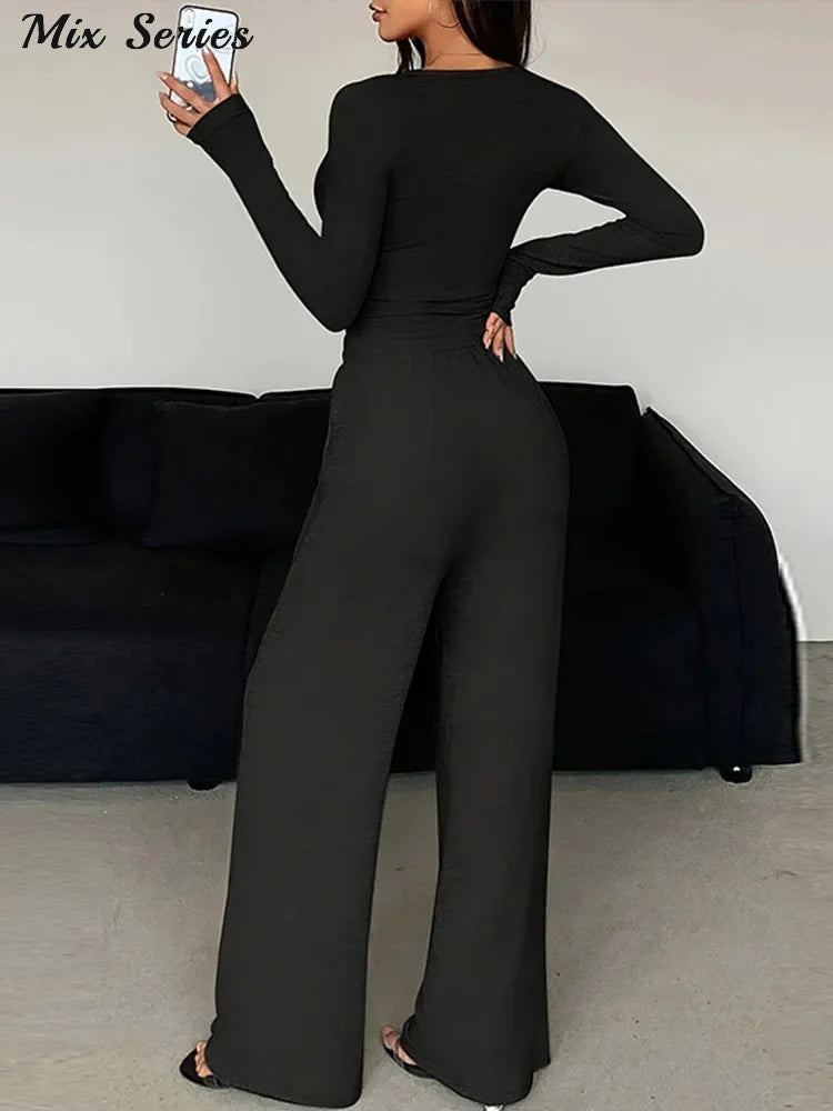 Button Pullover Pants Set