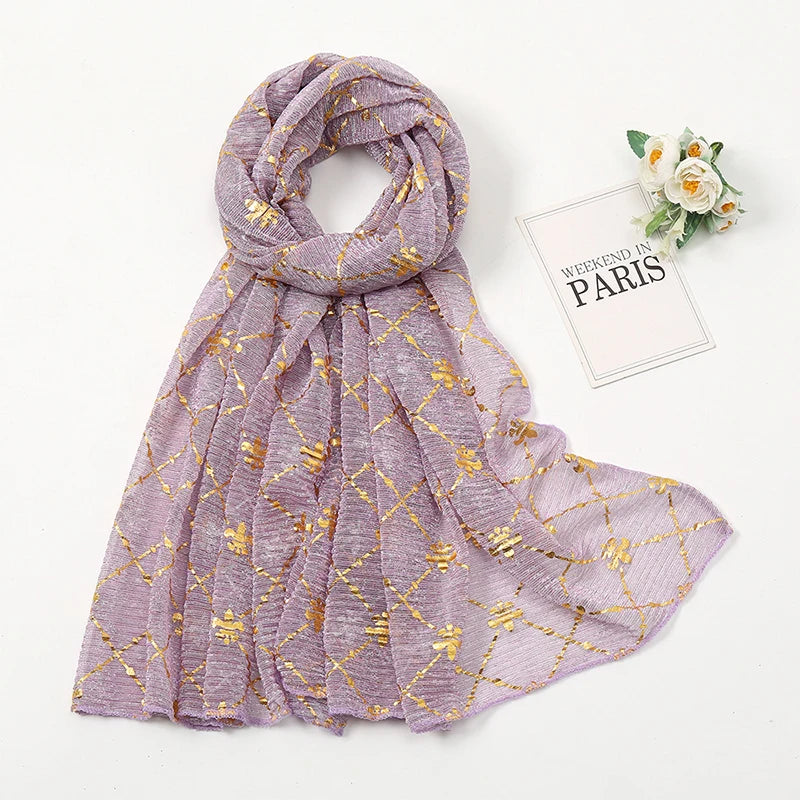 Muslim Chiffon Hijab Scarf Women Long Sequin Fabric Head Wrap For Women Hijabs Scarves Ladies Muslim Veil Jersey Hijabs