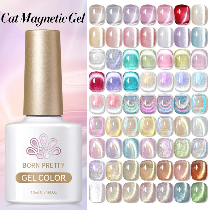 BORN PRETTY 10ml Water Light Cat Magnetic Gel Nail Polish Shining Super Sliver-light Holographics Soak Off UV Gel Varnish