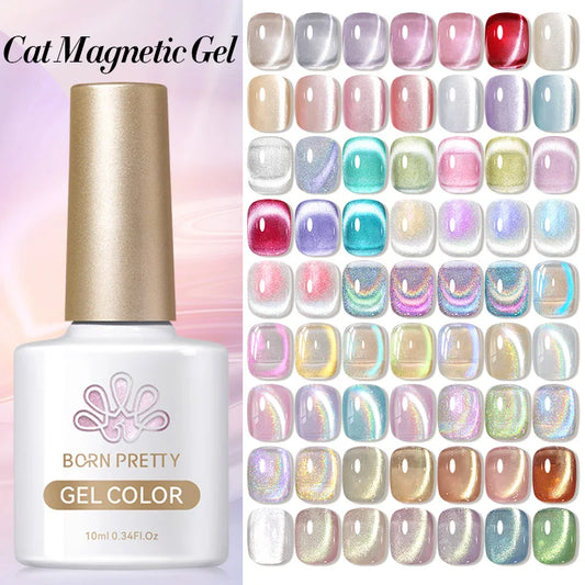 BORN PRETTY 10ml Water Light Cat Magnetic Gel Nail Polish Shining Super Sliver-light Holographics Soak Off UV Gel Varnish