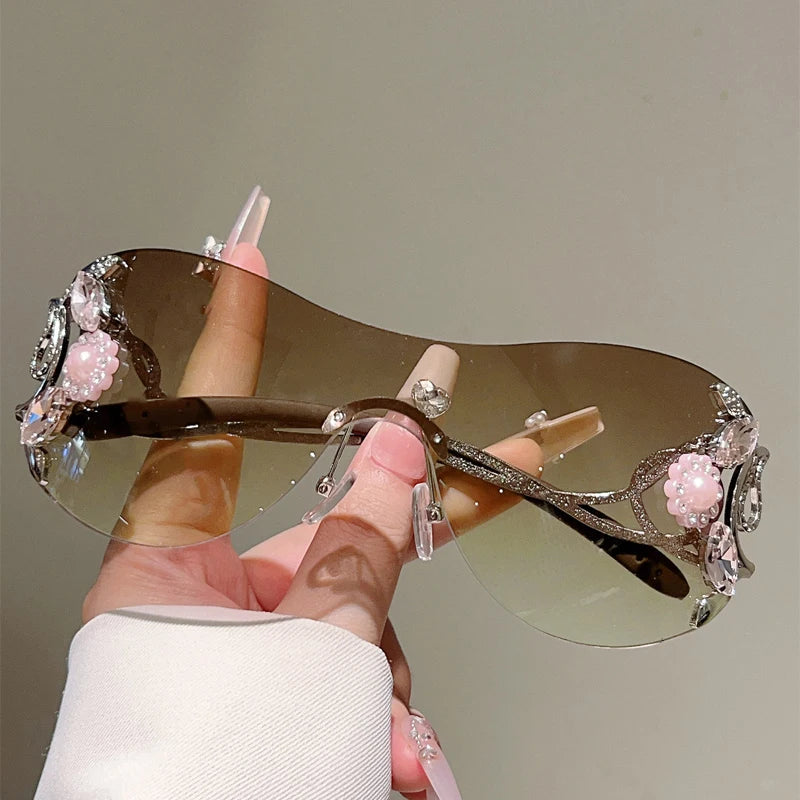 KAMMPT Rimless Sunglasses with Rhinestones