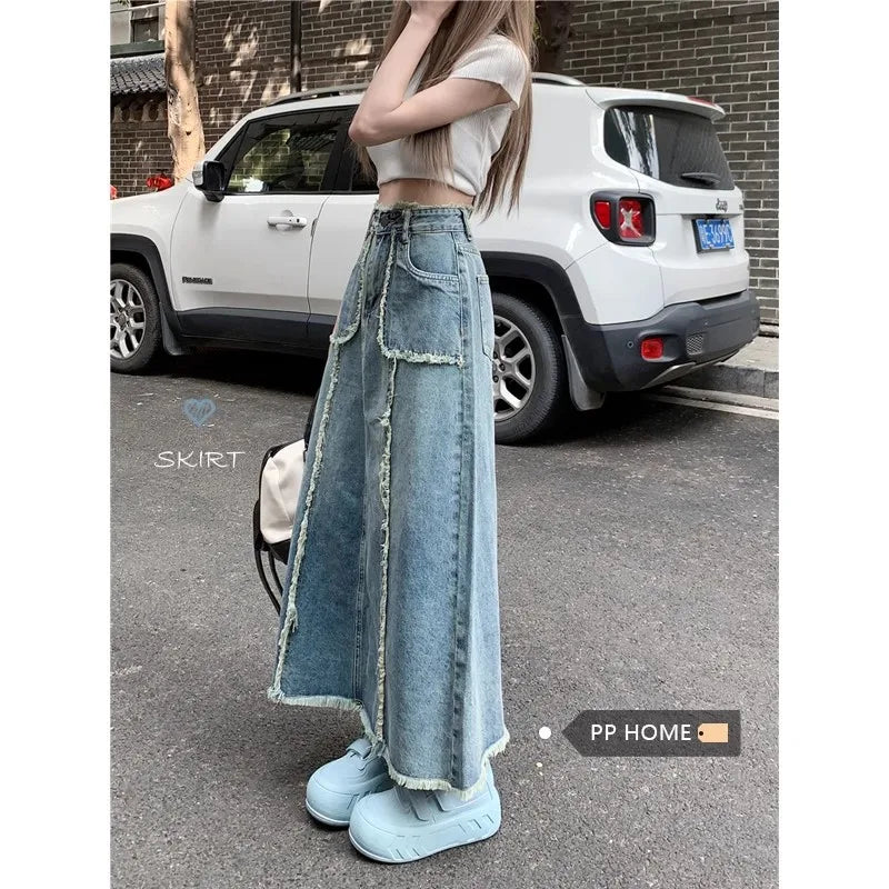 Tassel Denim Long Skirts
