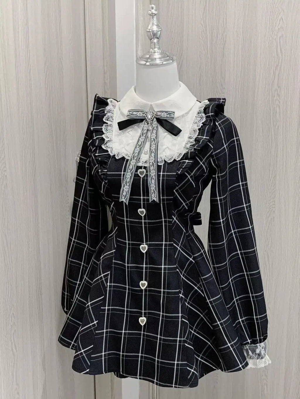 Spring Printed Bow Fake Two Piece Dress