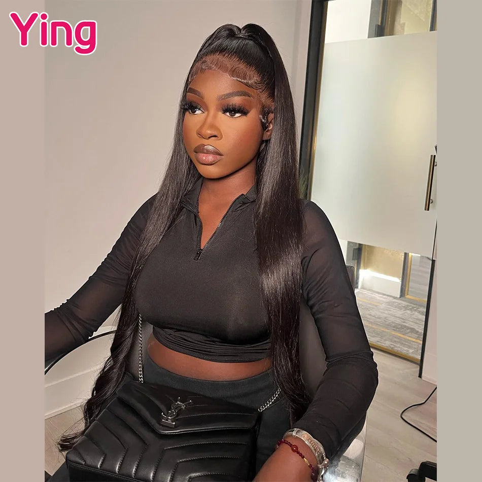 Ying Bone Straight Peruvian Neapolitan Colored Pink Brown 13x6 Lace Frontal Wig