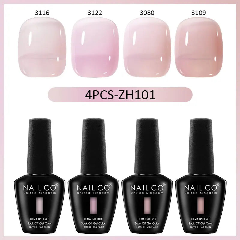 NAILCO 4pcs 15ml Autumn Winter Translucent Color Gel Nail Polish